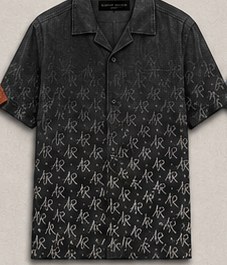 Charcoal — Monogram Cuban Button-Up