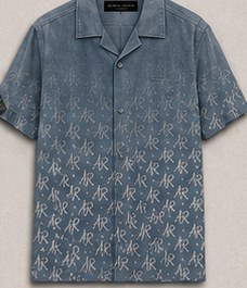 Faded Sky — Monogram Cuban Button-Up