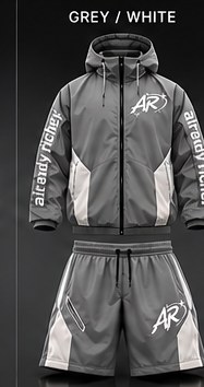 Grey / White — AR Windbreaker Shorts Set