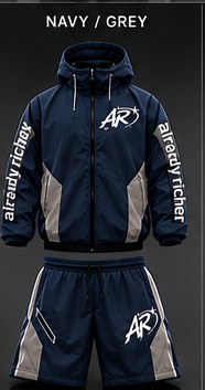 Navy / Grey — AR Windbreaker Shorts Set