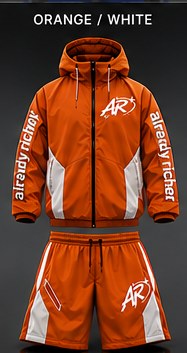 Orange / White — AR Windbreaker Shorts Set