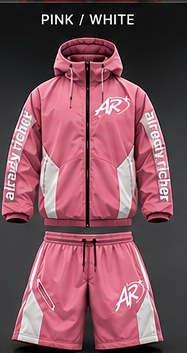 Pink / White — AR Windbreaker Shorts Set